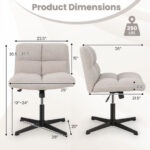 Cross-Legged Armless Office Chair with Adjustable Height and Fleece