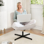 Cross-Legged Armless Office Chair with Adjustable Height and Fleece