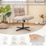 Cross-Legged Armless Office Chair with Adjustable Height and Fleece