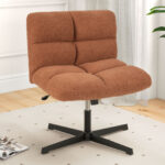 Cross-Legged Armless Office Chair with Adjustable Height and Fleece