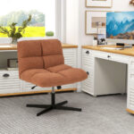 Cross-Legged Armless Office Chair with Adjustable Height and Fleece