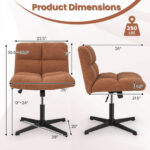 Cross-Legged Armless Office Chair with Adjustable Height and Fleece