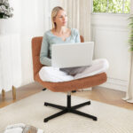 Cross-Legged Armless Office Chair with Adjustable Height and Fleece