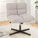Cross-Legged Armless Office Chair with Adjustable Height and Fleece