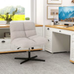Cross-Legged Armless Office Chair with Adjustable Height and Fleece