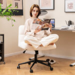 Cross Legged Armless Chair with Wheels and Adjustable Height Beige 8 Cross Legged Armless Chair with Wheels and Adjustable Height Beige