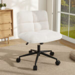 Cross Legged Armless Chair with Wheels and Adjustable Height Beige 9 Cross Legged Armless Chair with Wheels and Adjustable Height Beige