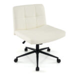 Height Adjustable Armless Desk Chair with Wheels for Home Office
