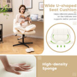 PU Leather Cross-Legged Office Chair with Oversized U-Shaped Seat
