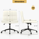 Height Adjustable Armless Desk Chair with Wheels for Home Office