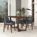 Grey Fabric Dining Chair with Walnut Wood Finish (Set of 2) 9 Grey Fabric Dining Chair with Walnut Wood Finish (Set of 2)