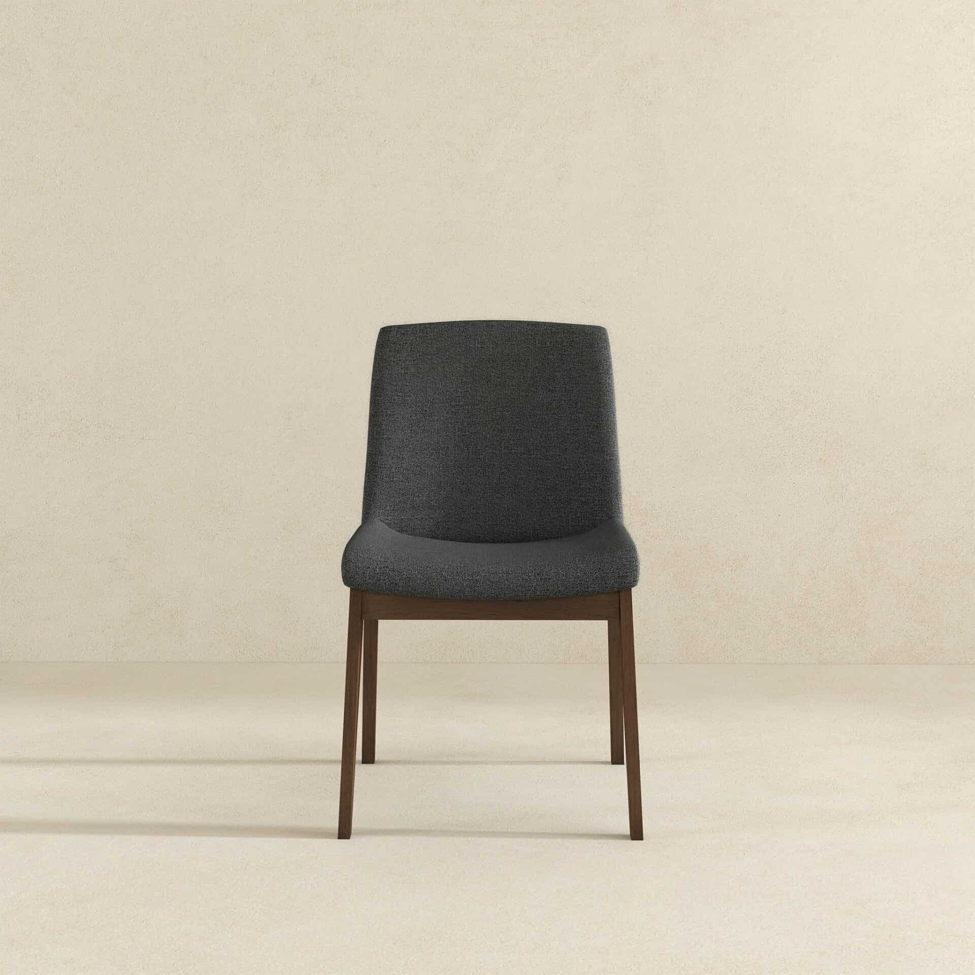 Grey Fabric Dining Chair with Walnut Wood Finish (Set of 2) 3 Grey Fabric Dining Chair with Walnut Wood Finish (Set of 2) - Image 3