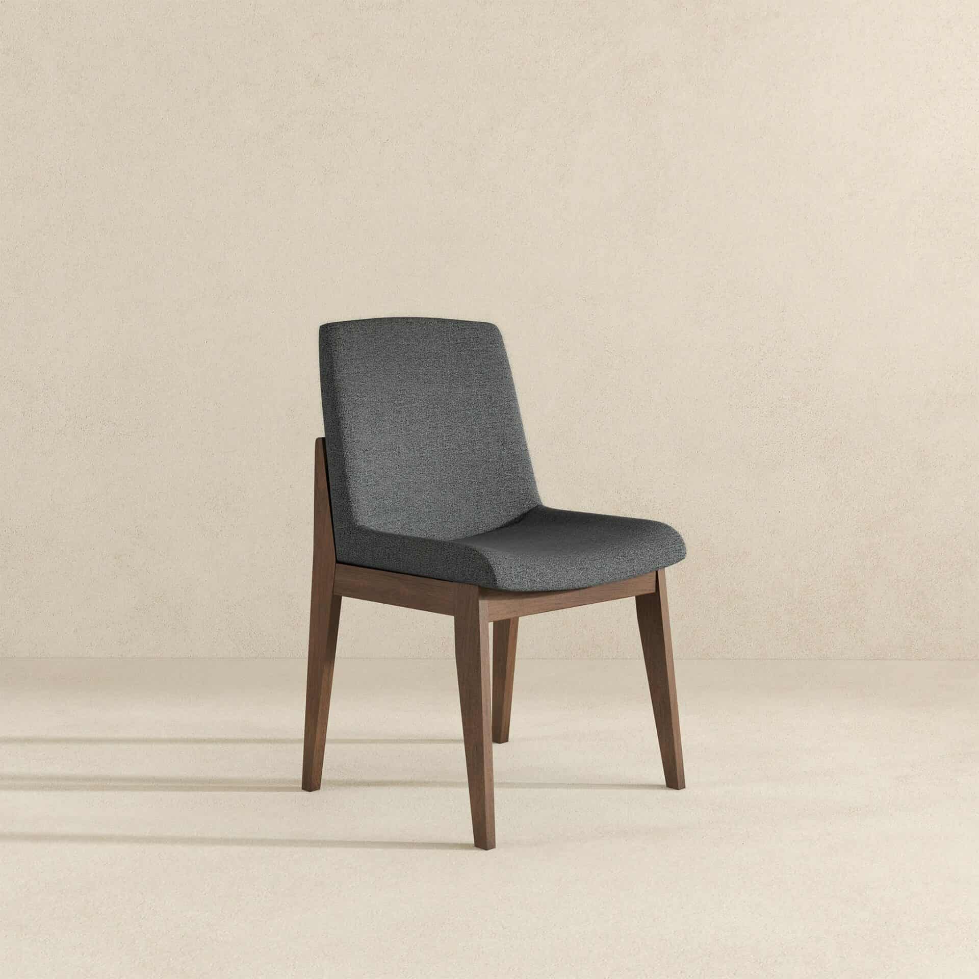 Grey Fabric Dining Chair with Walnut Wood Finish (Set of 2) 4 Grey Fabric Dining Chair with Walnut Wood Finish (Set of 2) - Image 4