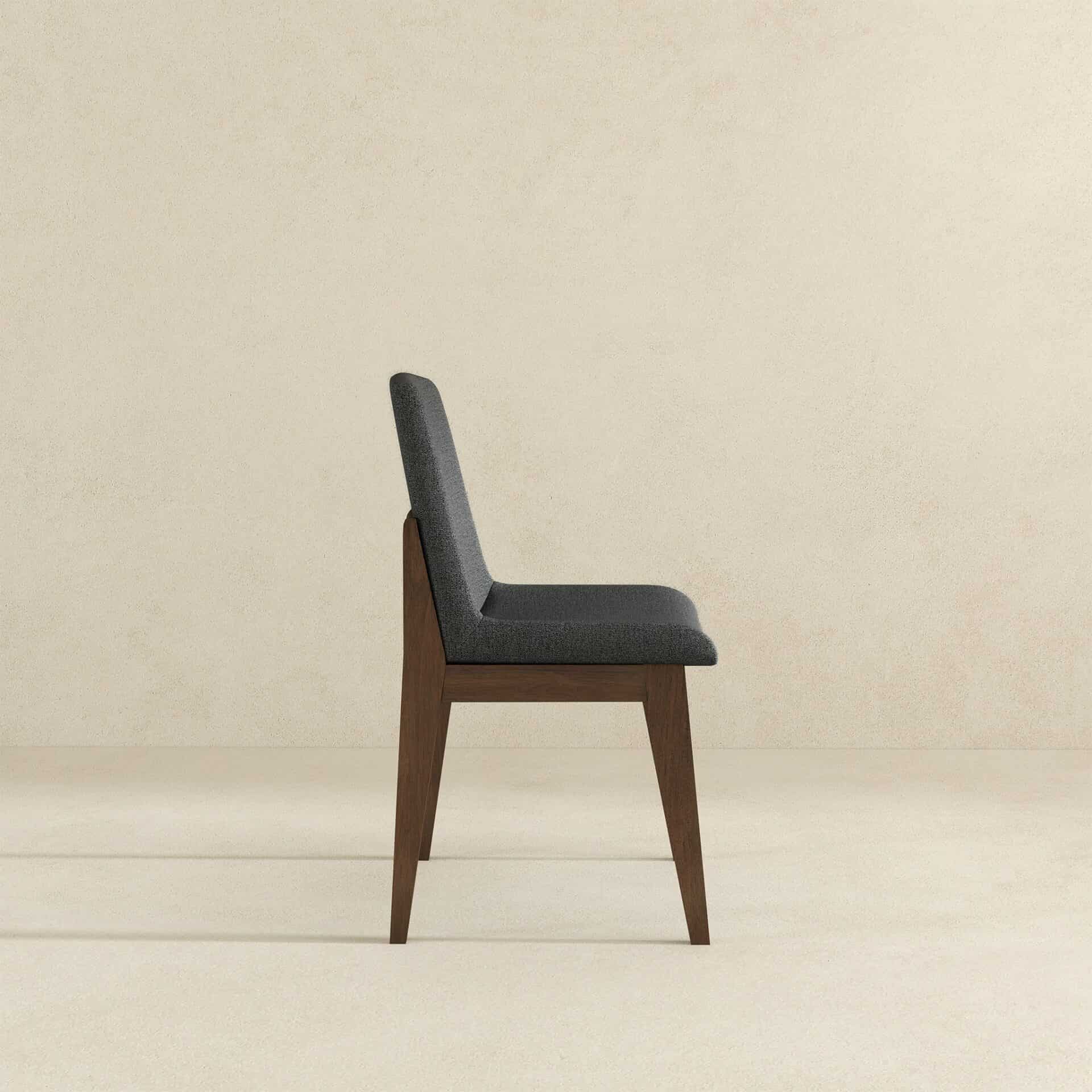 Grey Fabric Dining Chair with Walnut Wood Finish (Set of 2) 5 Grey Fabric Dining Chair with Walnut Wood Finish (Set of 2) - Image 5