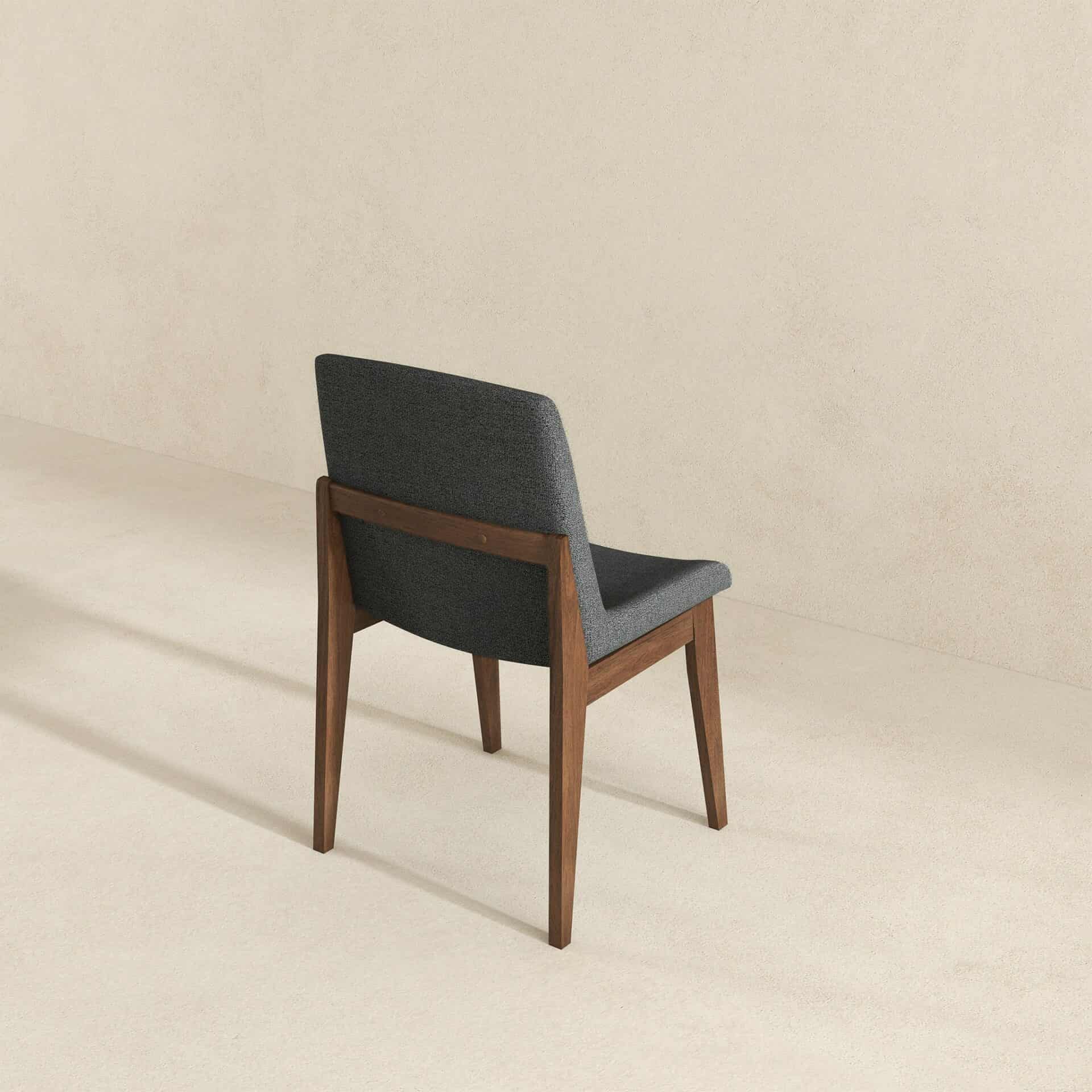 Grey Fabric Dining Chair with Walnut Wood Finish (Set of 2) 6 Grey Fabric Dining Chair with Walnut Wood Finish (Set of 2) - Image 6
