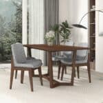 Gray Fabric Dining Chairs Danish Style Walnut Finish (Set of 2) 8 Gray Fabric Dining Chairs Danish Style Walnut Finish (Set of 2)