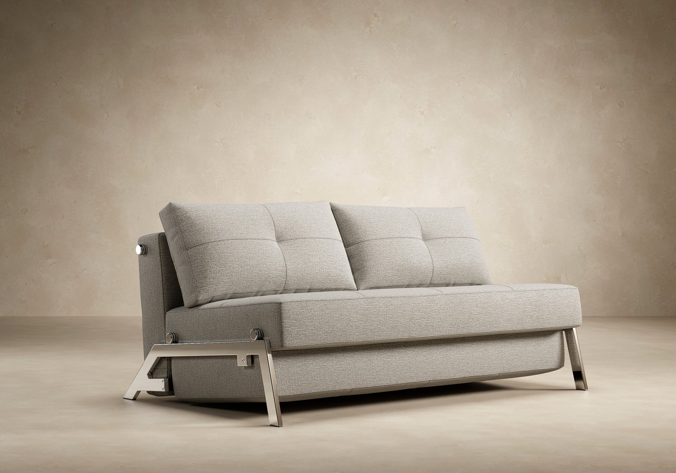 Cubed Queen Size Sofa Bed With Chrome Legs - Mixed Dance Grey 21 Cubed Queen Size Sofa Bed With Chrome Legs - Mixed Dance Grey