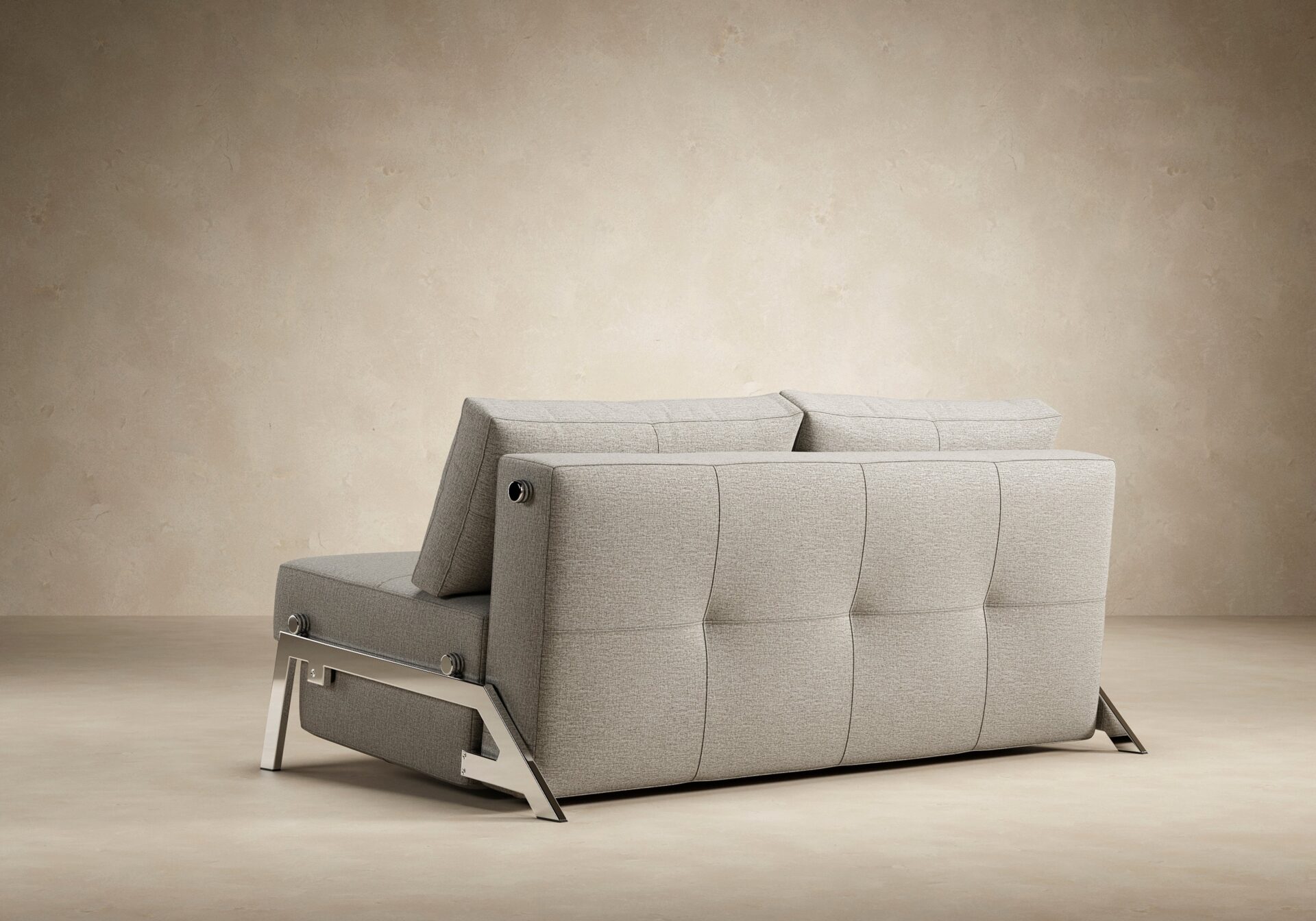 Cubed Queen Size Sofa Bed With Chrome Legs - Mixed Dance Grey 10 Cubed Queen Size Sofa Bed With Chrome Legs - Mixed Dance Grey - Image 10