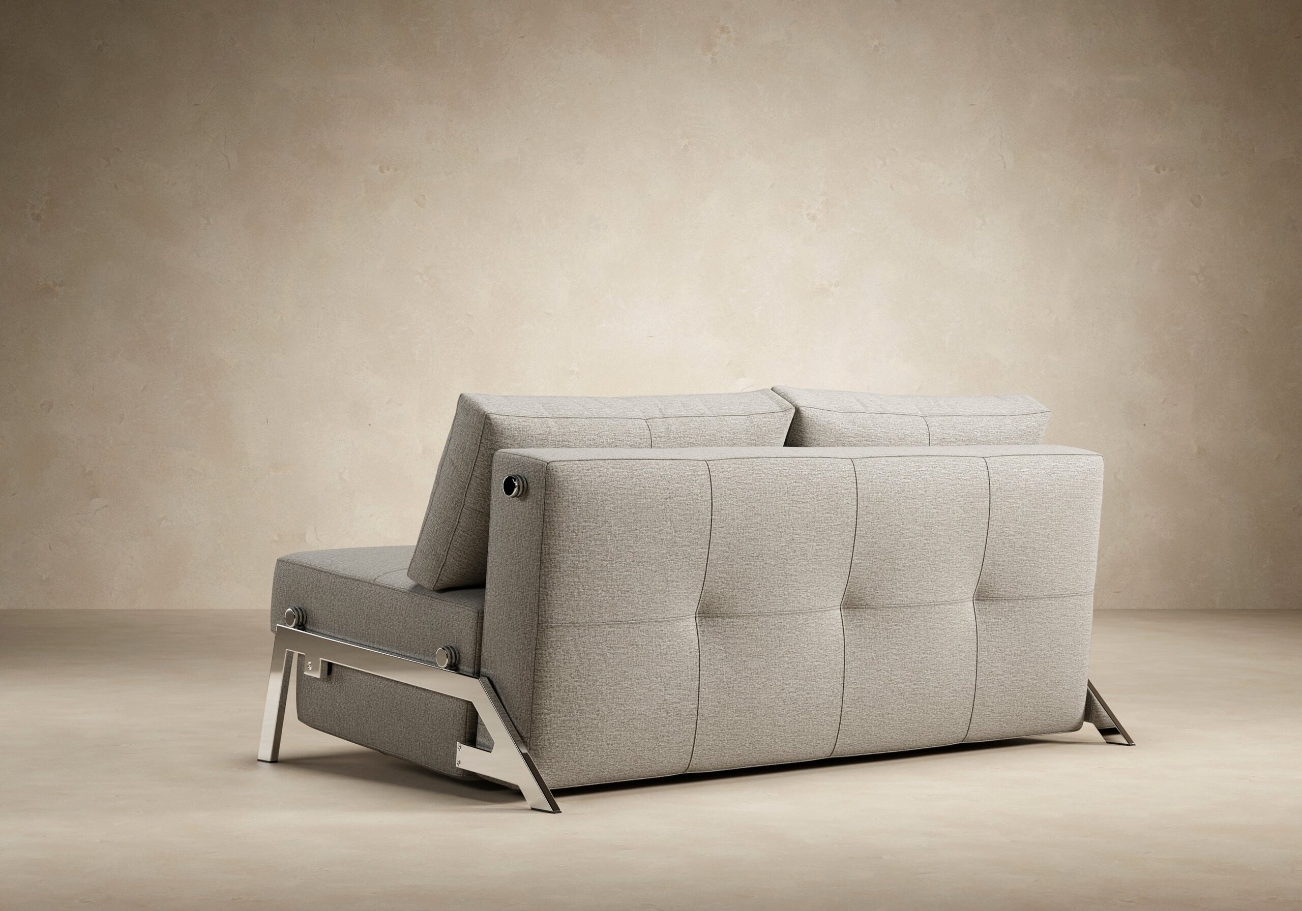 Cubed Queen Size Sofa Bed With Chrome Legs - Mixed Dance Grey 22 Cubed Queen Size Sofa Bed With Chrome Legs - Mixed Dance Grey