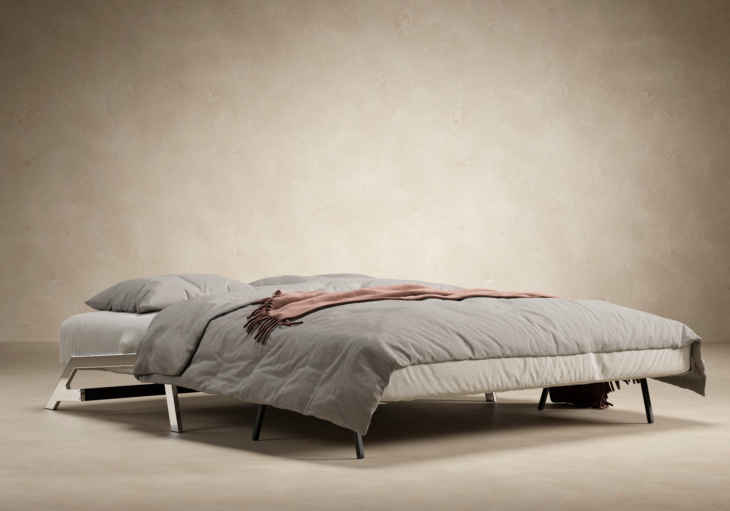 Cubed Queen Size Sofa Bed With Chrome Legs - Mixed Dance Grey 23 Cubed Queen Size Sofa Bed With Chrome Legs - Mixed Dance Grey