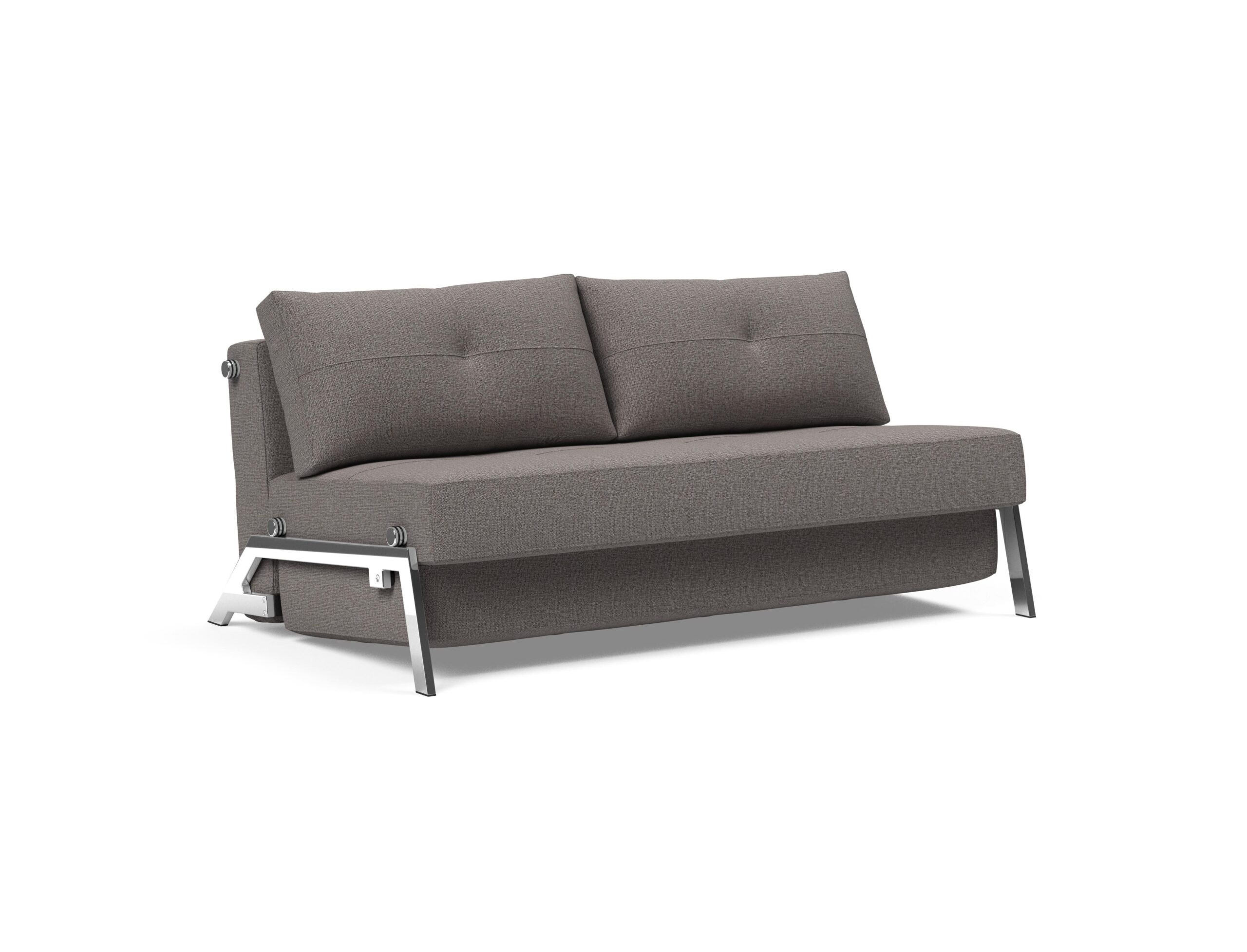 Cubed Queen Size Sofa Bed With Chrome Legs - Mixed Dance Grey 15 Cubed Queen Size Sofa Bed With Chrome Legs - Mixed Dance Grey
