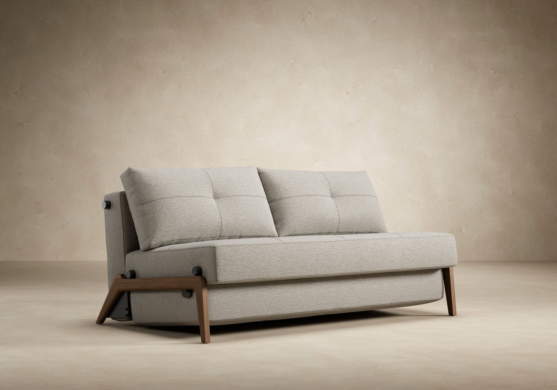 Cubed Queen Size Sofa Bed With Dark Wood Legs - Mixed Dance Grey 8 Cubed Queen Size Sofa Bed With Dark Wood Legs - Mixed Dance Grey - Image 8