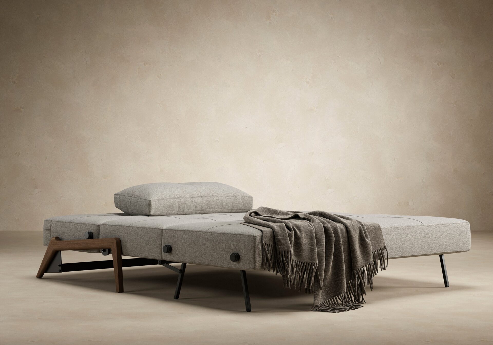 Cubed Queen Size Sofa Bed With Dark Wood Legs - Mixed Dance Grey 11 Cubed Queen Size Sofa Bed With Dark Wood Legs - Mixed Dance Grey - Image 11