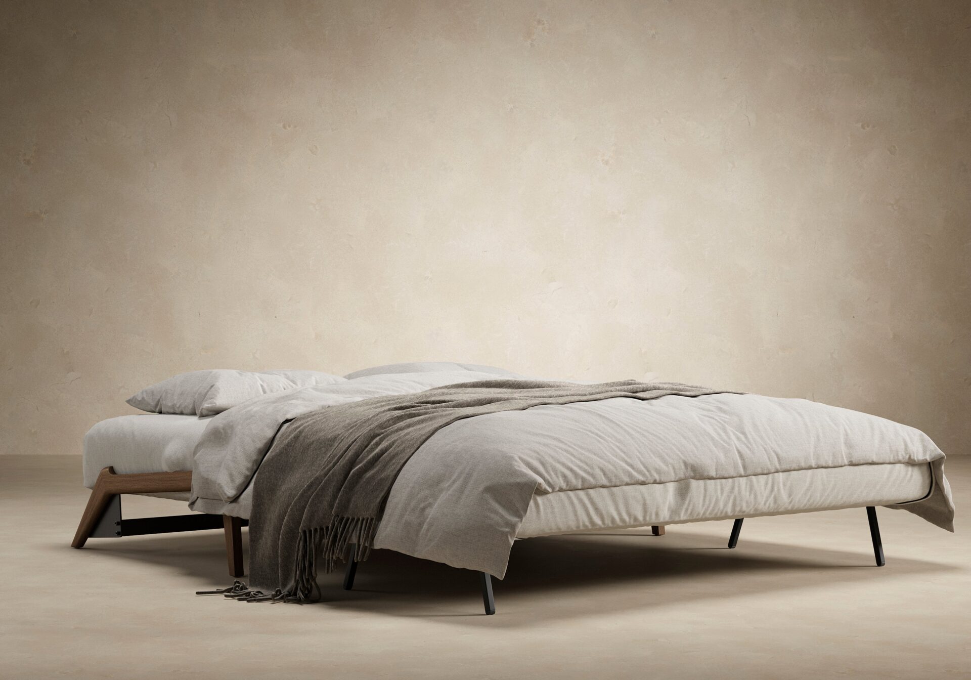 Cubed Queen Size Sofa Bed With Dark Wood Legs - Mixed Dance Grey 12 Cubed Queen Size Sofa Bed With Dark Wood Legs - Mixed Dance Grey - Image 12