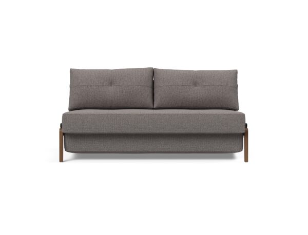 Cubed Queen Size Sofa Bed With Dark Wood Legs - Mixed Dance Grey