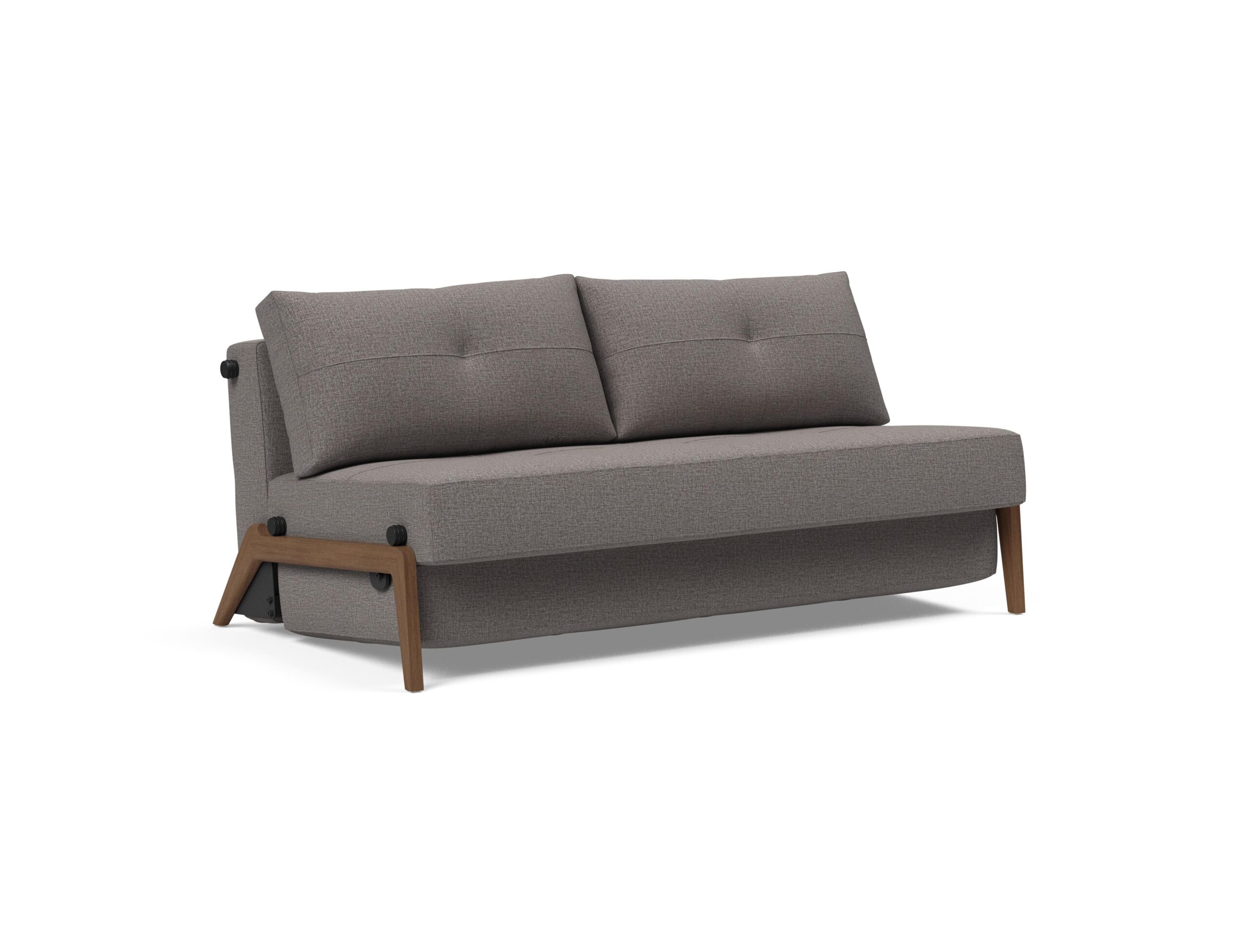 Cubed Queen Size Sofa Bed With Dark Wood Legs - Mixed Dance Grey 15 Cubed Queen Size Sofa Bed With Dark Wood Legs - Mixed Dance Grey