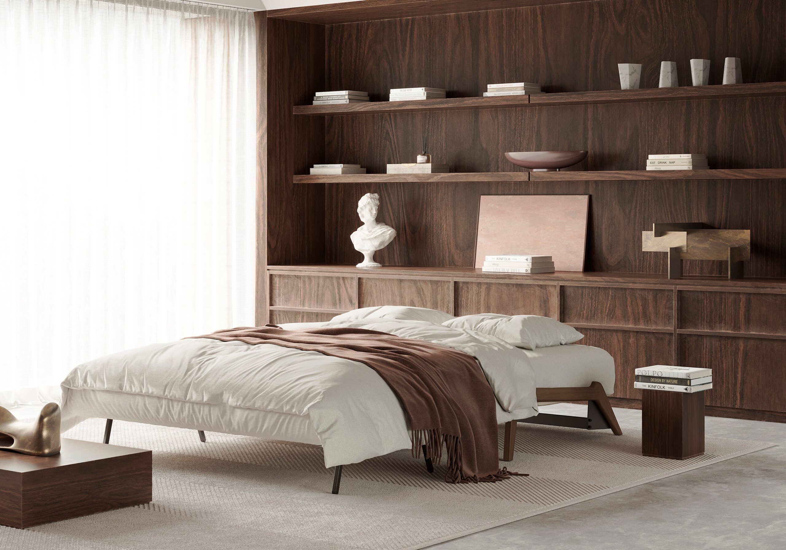 Cubed Queen Size Sofa Bed With Dark Wood Legs - Mixed Dance Natural 23 Cubed Queen Size Sofa Bed With Dark Wood Legs - Mixed Dance Natural