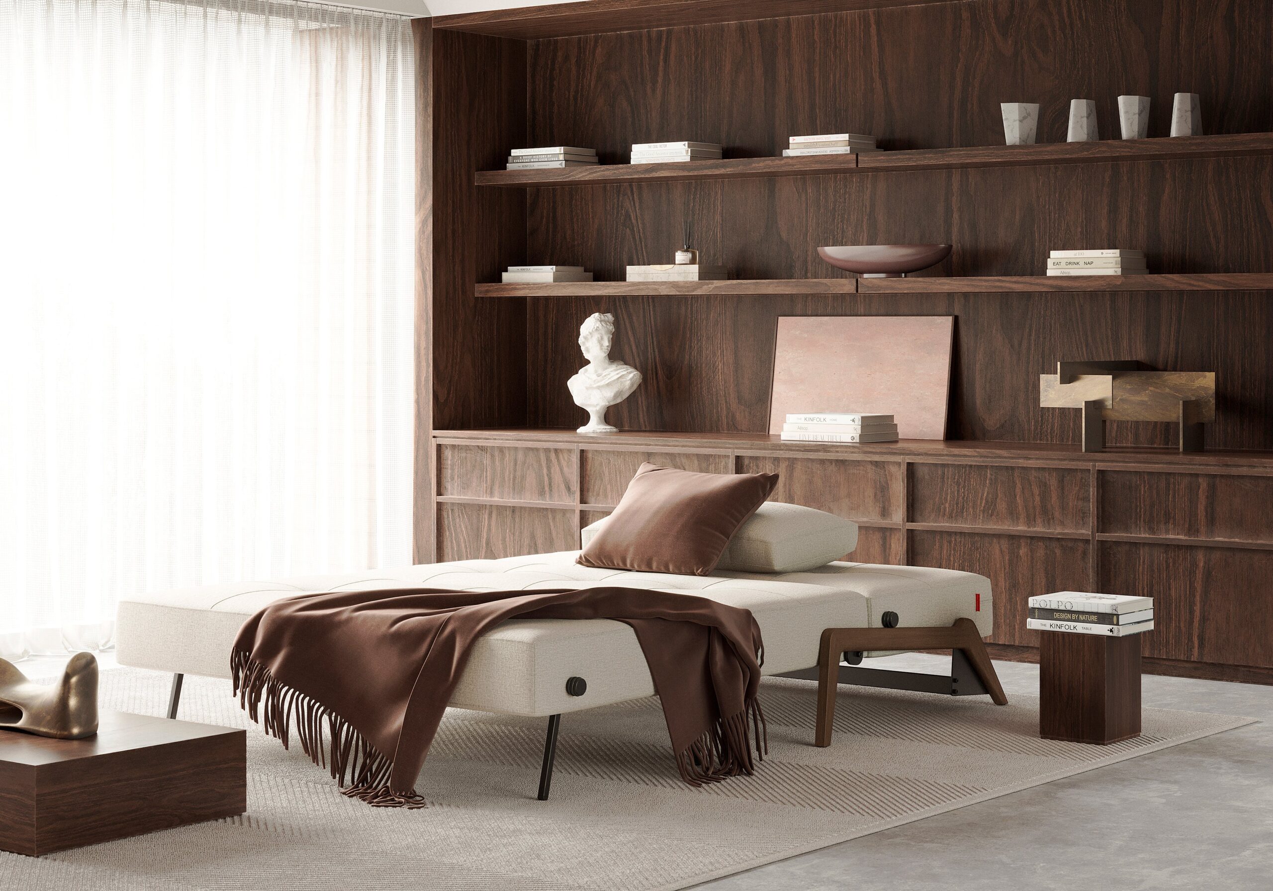 Cubed Queen Size Sofa Bed With Dark Wood Legs - Mixed Dance Natural 26 Cubed Queen Size Sofa Bed With Dark Wood Legs - Mixed Dance Natural