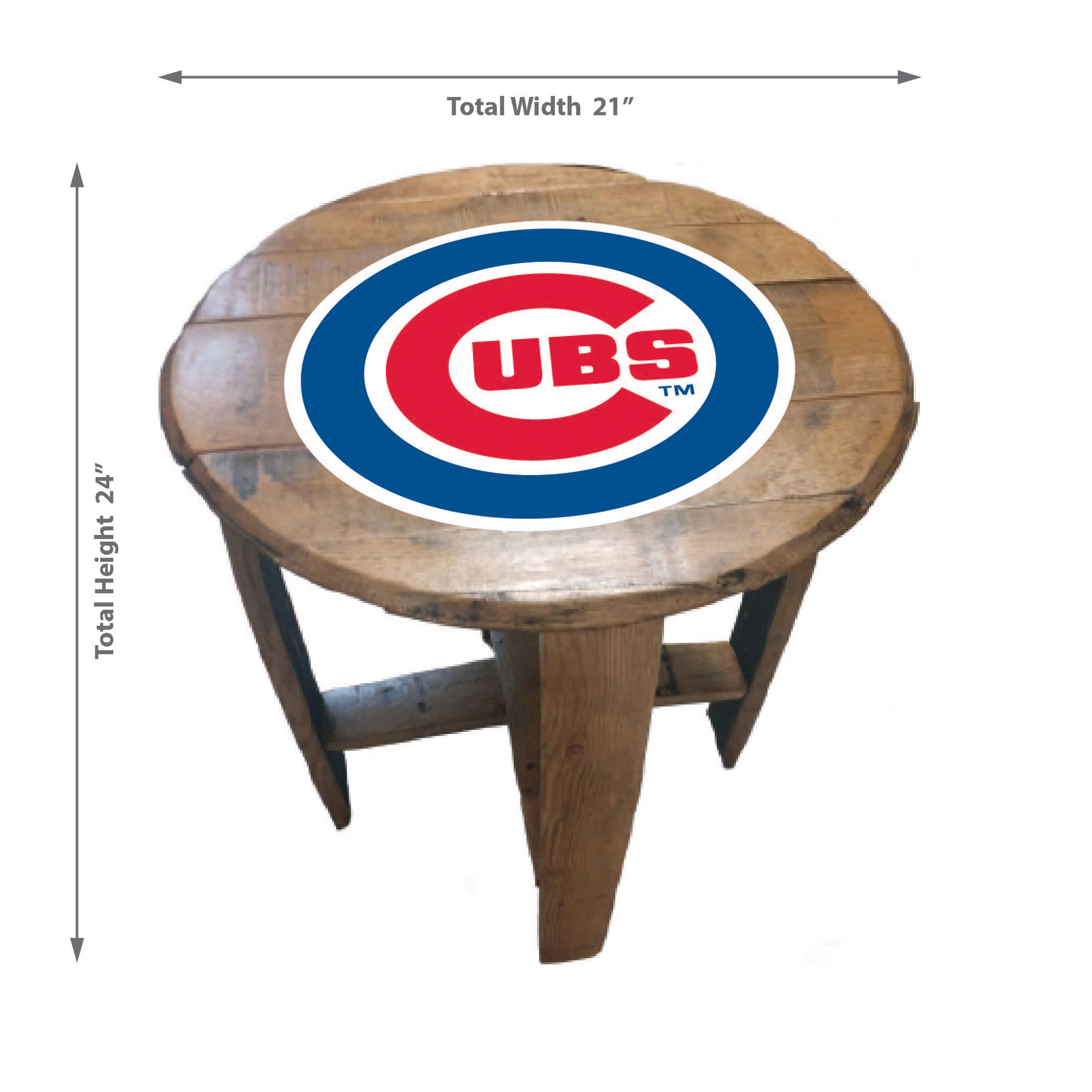 Cubs MLB Authentic Oak Whiskey Barrel End Table 4 Cubs MLB Authentic Oak Whiskey Barrel End Table - Image 4