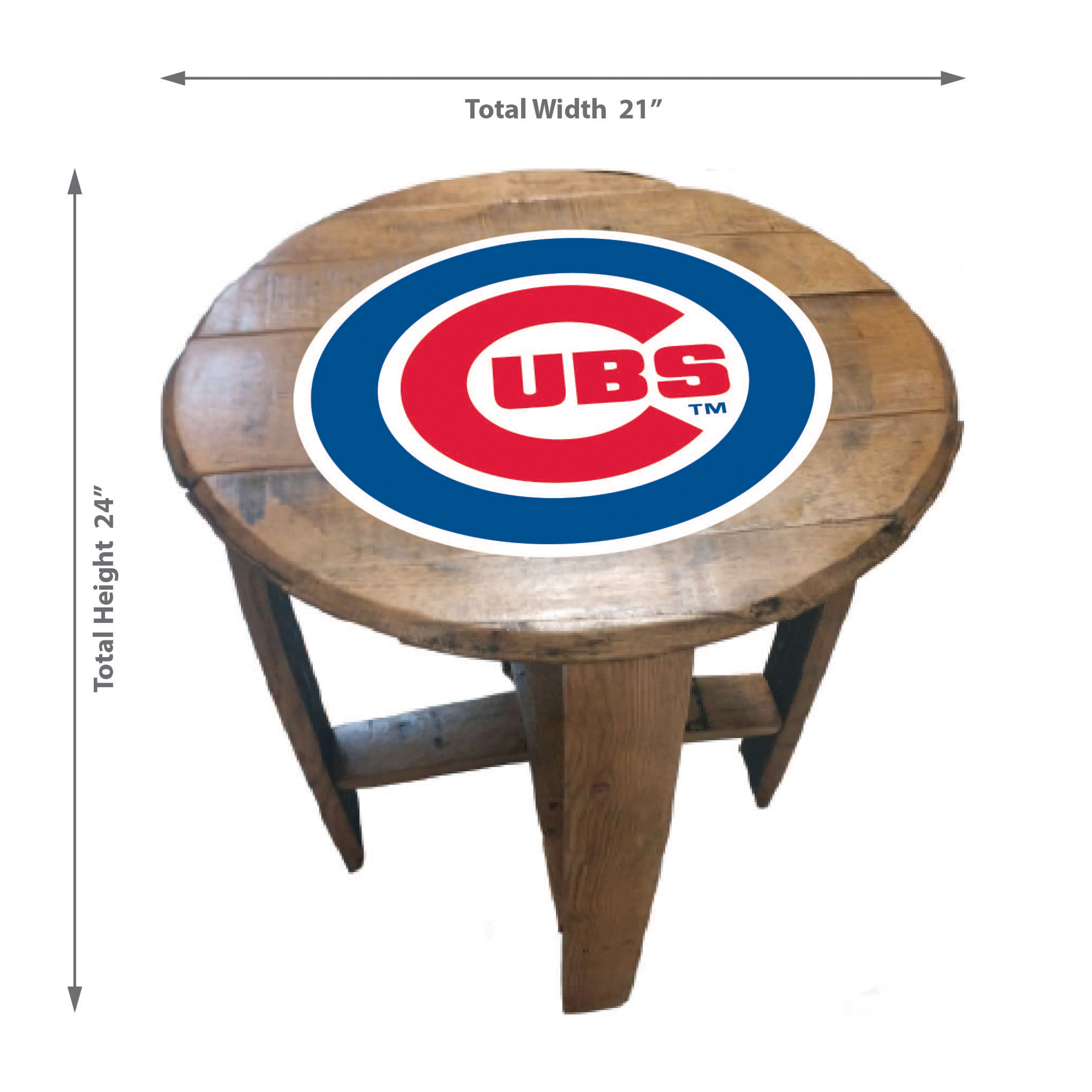 Cubs MLB Authentic Oak Whiskey Barrel End Table 1 Cubs MLB Authentic Oak Whiskey Barrel End Table
