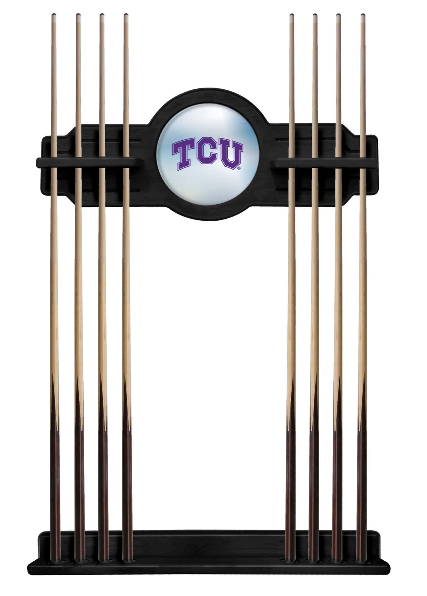 TCU Black Logo Cue Rack 1 TCU Black Logo Cue Rack