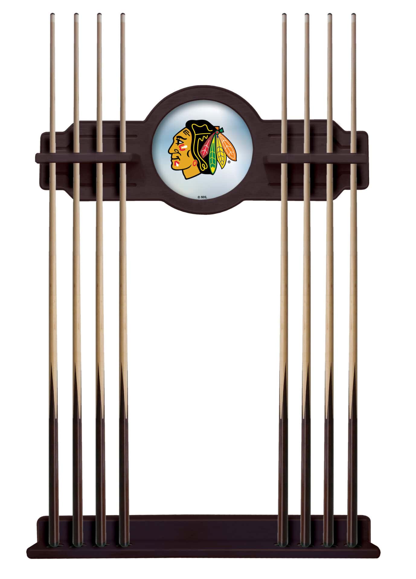 Chicago Blackhawks English Tudor Logo Cue Rack 1 Chicago Blackhawks English Tudor Logo Cue Rack
