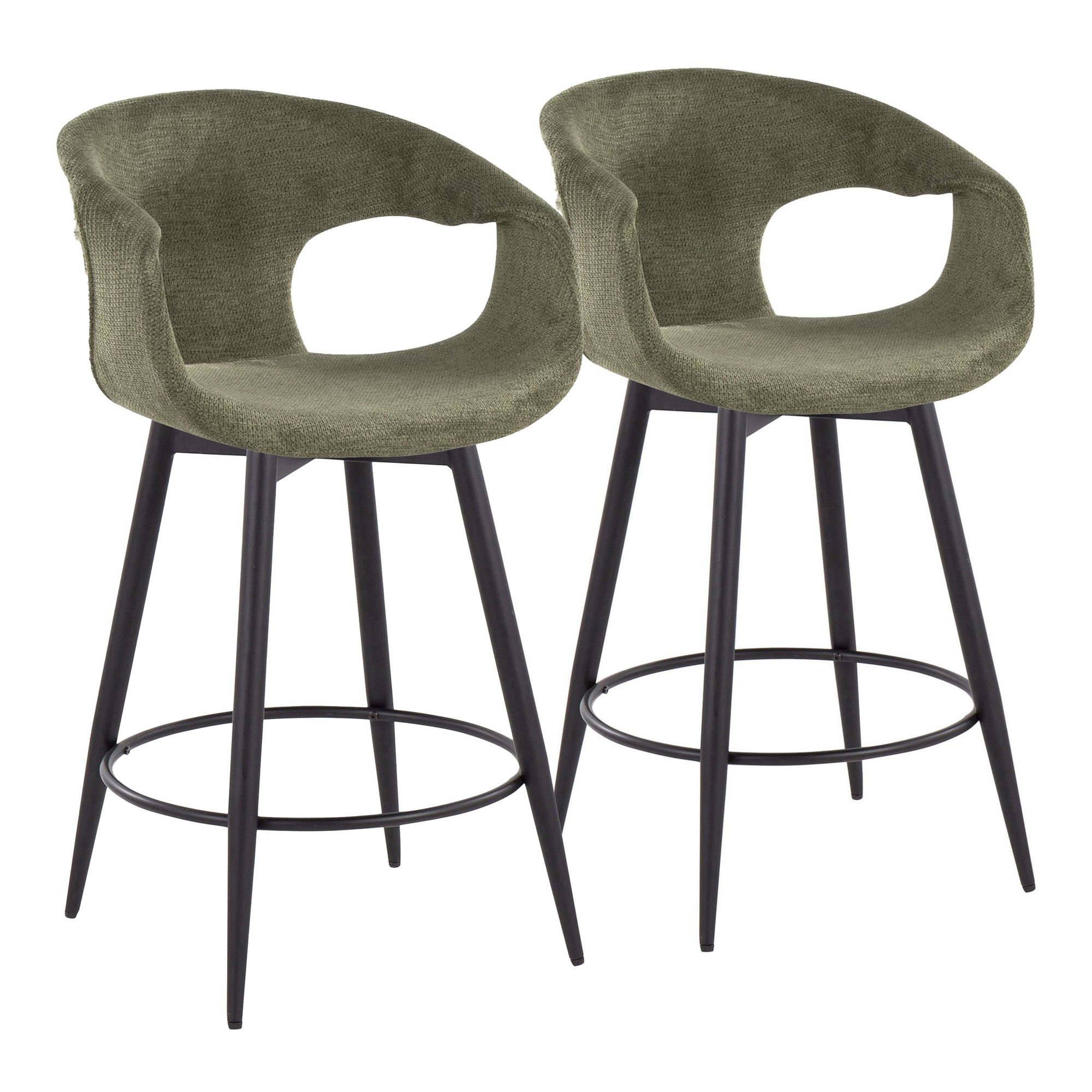Curva 25 Black and Green Contemporary Counter Stools (Set of 2) 3 Curva 25 Black and Green Contemporary Counter Stools (Set of 2) - Image 3