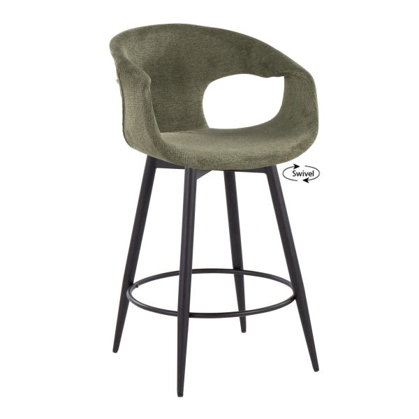 Curva 25 Black and Green Contemporary Counter Stools Set of 2 3