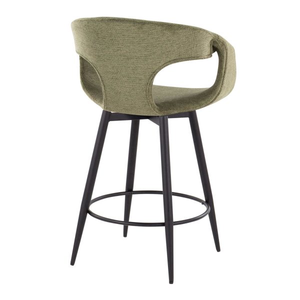 Curva 25 Black and Green Contemporary Counter Stools Set of 2 5
