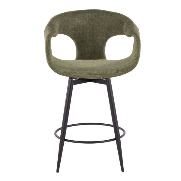 Curva 25 Black and Green Contemporary Counter Stools Set of 2 7