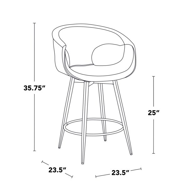 Curva 25 Black and Green Contemporary Counter Stools Set of 2 8