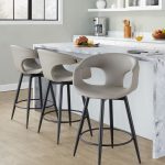 Curva 25-Inch Black/Grey Contemporary Counter Stool (Set of 2)