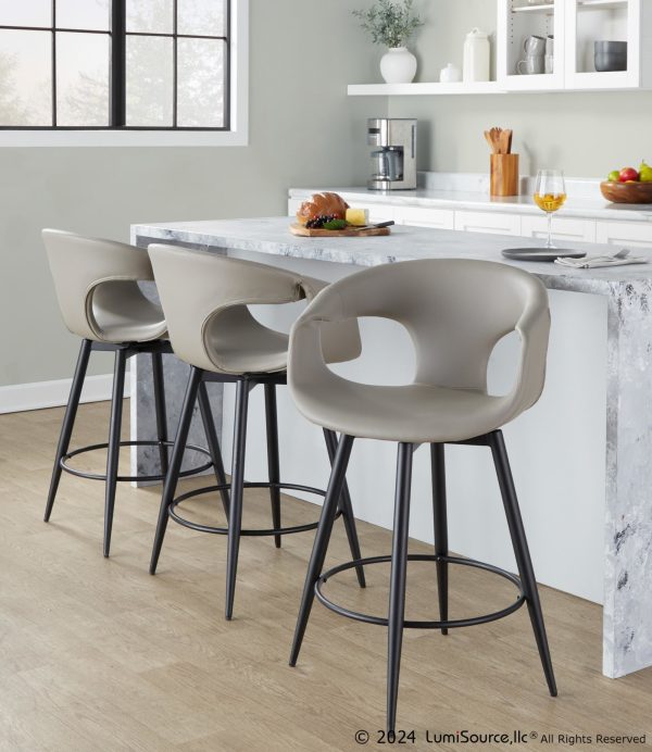 Curva 25 Inch BlackGrey Contemporary Counter Stool Set of 2 1
