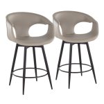 Curva 25-Inch Black/Grey Contemporary Counter Stool (Set of 2)