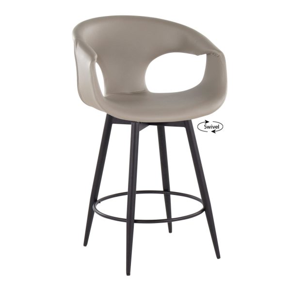 Curva 25 Inch BlackGrey Contemporary Counter Stool Set of 2 3