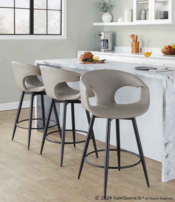 Curva 25 Inch BlackGrey Contemporary Counter Stool Set of 2