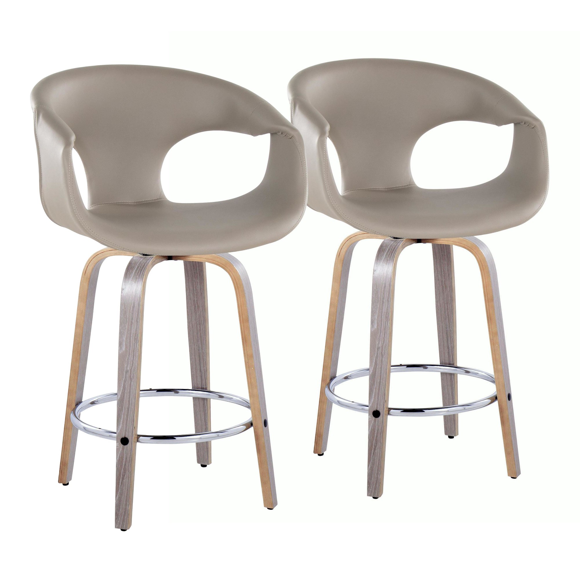 Curva 26 Light Grey Contemporary Swivel Counter Stools (Set of 2) 3 Curva 26 Light Grey Contemporary Swivel Counter Stools (Set of 2) - Image 3
