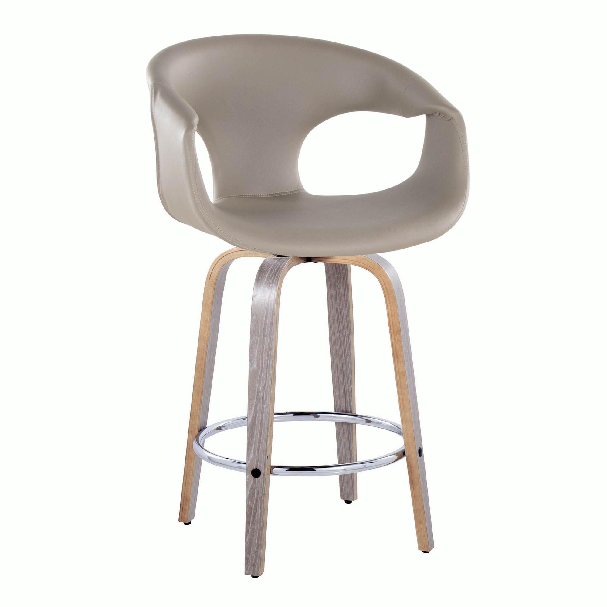 Curva 26 Light Grey Contemporary Swivel Counter Stools (Set of 2) 4 Curva 26 Light Grey Contemporary Swivel Counter Stools (Set of 2) - Image 4