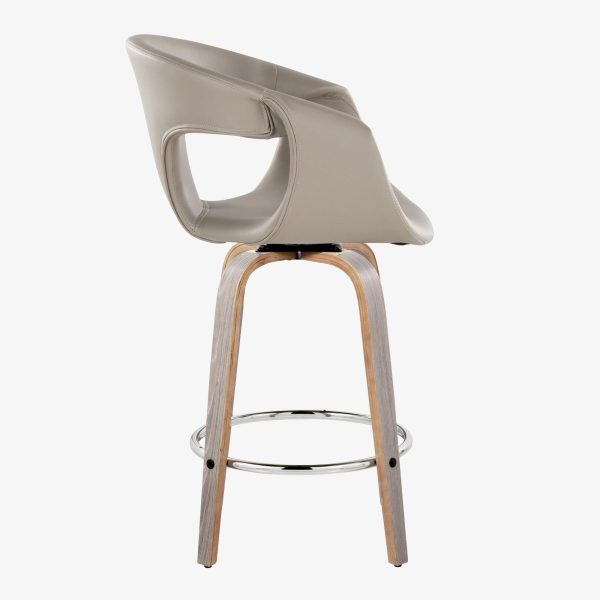 Curva 26 Light Grey Contemporary Swivel Counter Stools Set of 2 4