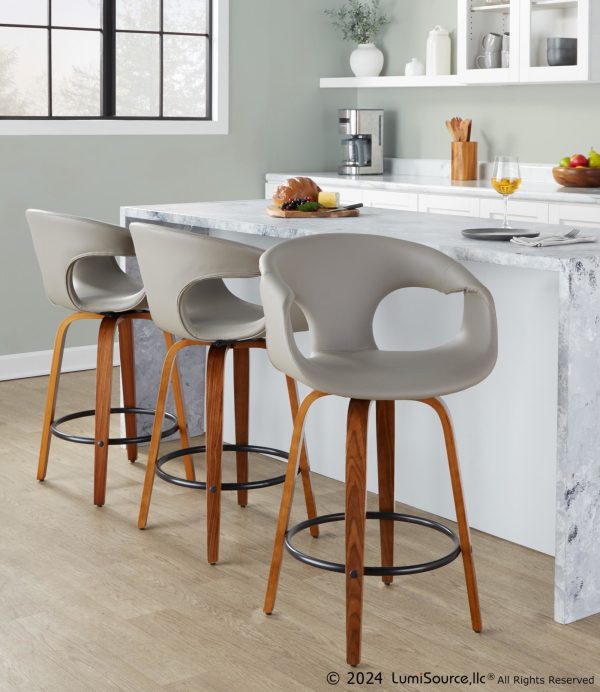 Curva 26 Mid Century Modern Swivel Counter Stool Set of 2 1
